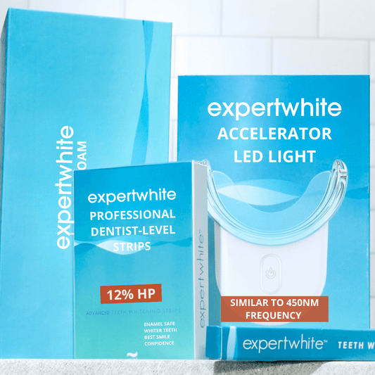 Expertwhite Teeth Whitening Kit Ultimate Teeth Whitening Bundle: LED Accelerator Kit, Whitening Strips, Teeth Whitening Foam & On-the-Go Whitening Pens