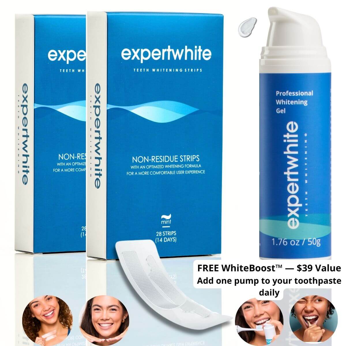 Expertwhite Teeth Whitening strips 🔥 2 MaxStrips™ + FREE WhiteBoost™ ($39 Value) Save $43.99 MaxStrips™ - Take Whitening Beyond the Surface.