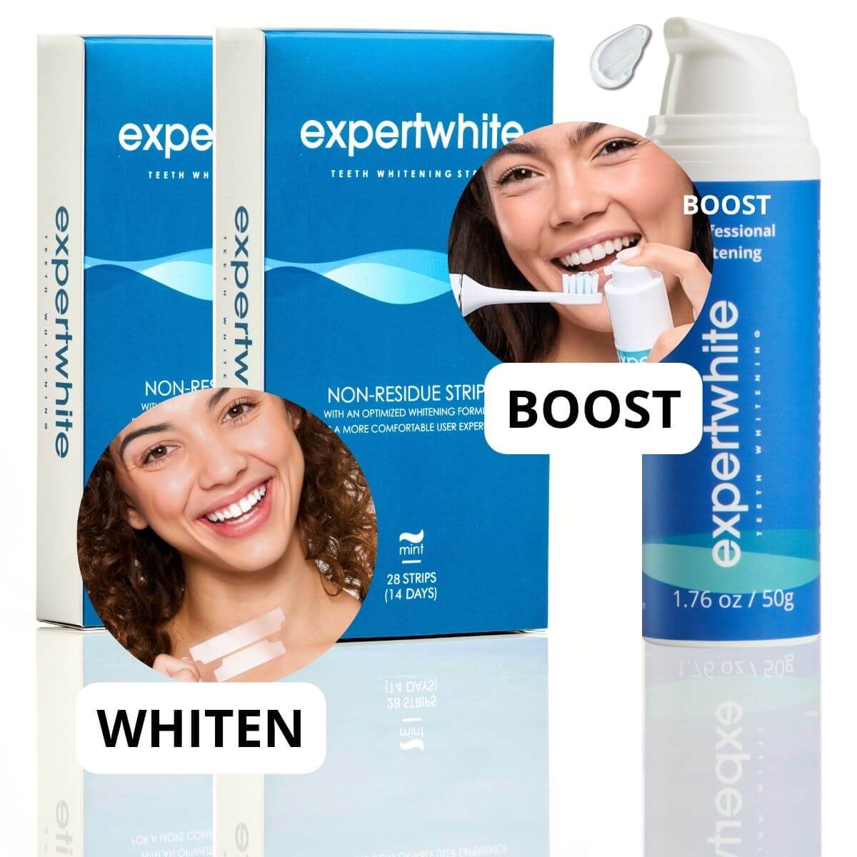 Expertwhite Teeth Whitening strips BUY TWO WONDER STRIPS™ + GET A FREE  BOOSTER GEL™ (Save $39.00) THE WONDER STRIPS™ - with Matrix Technology - For a Blindingly White Smile.