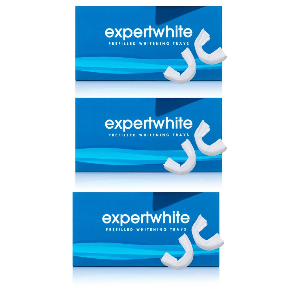 Expertwhite Teeth Whitening Trays Kit 3 Packs (save 20%) WHITENING TRAYS: GloUp Max Prefilled Teeth Whitening Trays 12% Hydrogen Peroxide  (20 Trays, 10 Treatments Upper and lower). BrightGlo Max