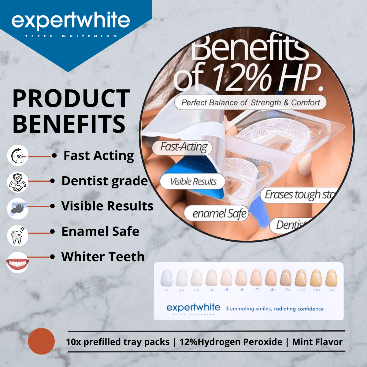 Expertwhite Max Glow Trays – 12HP Prefilled Whitening
